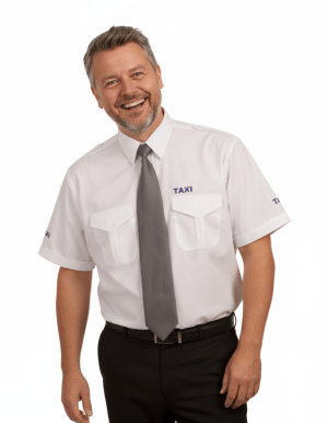 Selje Taxi Uniform Skjorte Kort arm, herre, hvit