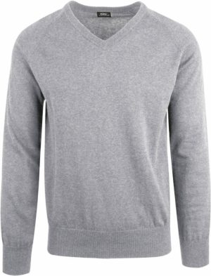 Gråmelert genser med V-hals